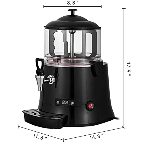 Zwarte drankdispenser met kraan en display