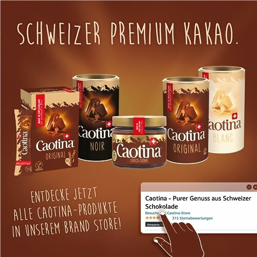 Assortiment van Caotina Zwitserse chocoladedranken