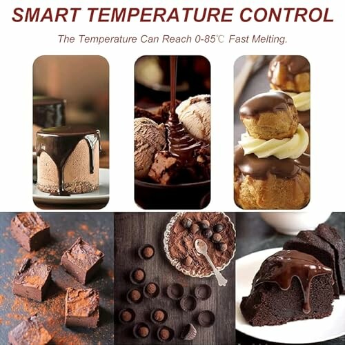 Verschillende chocoladedesserts met temperatuurregeling