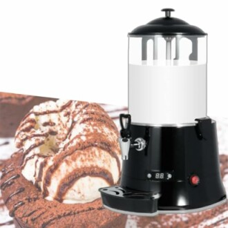 Chocoladedispenser met dessert op de achtergrond