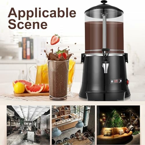 Chocolademachine met chocoladedrank en vruchten