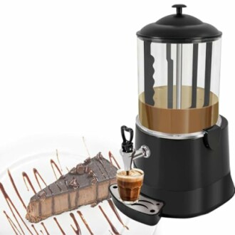 Chocoladedispenser met chocoladetaart en espresso