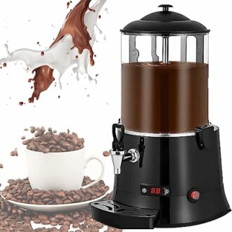 Chocoladedispenser met kopje koffie en koffiebonen