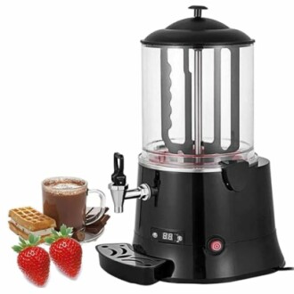 Chocolademachine met aardbeien en wafels