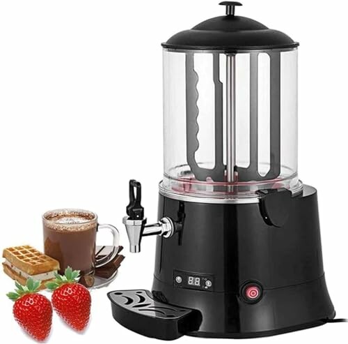 Chocoladeverwarmer met aardbeien en wafels