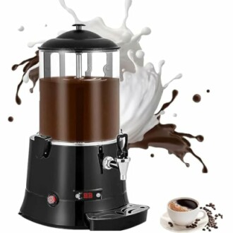 Chocoladedrankdispenser met koffie en melkspatten