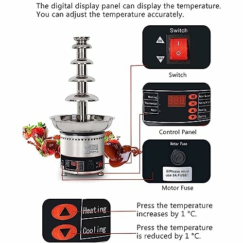 Bedieningspaneel voor chocoladefontein met temperatuurregeling