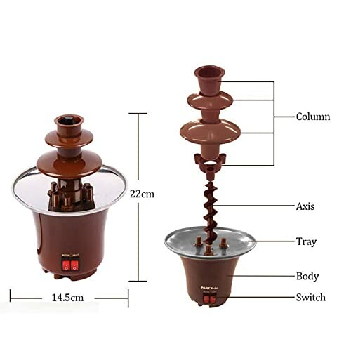 Diagram van onderdelen van een chocoladefontein