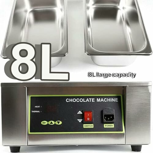 Chocolademachine met 8L capaciteit en bedieningselementen