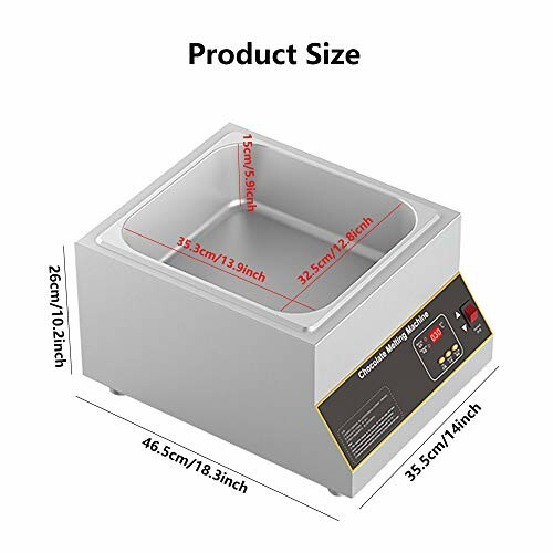 Afmetingen van een chocolade smeltmachine