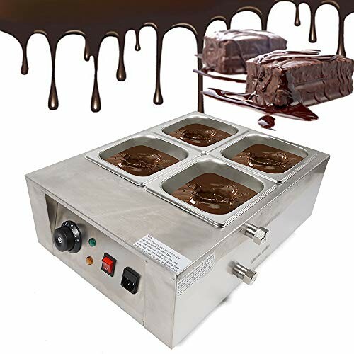 Chocoladesmeltmachine met vier vakken en chocoladedruppels