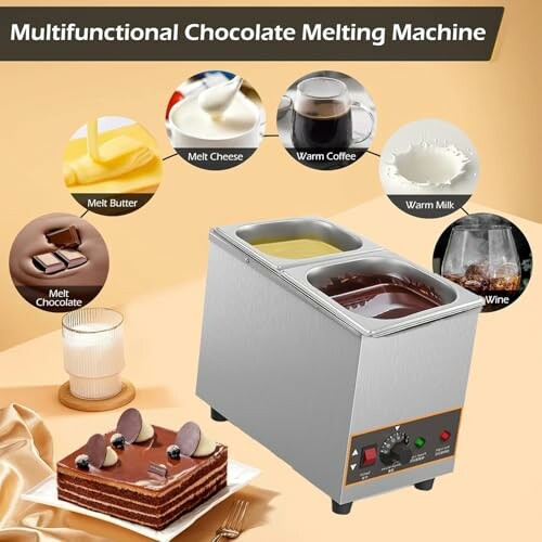 Multifunctionele chocoladesmeltmachine met kaars, koffie, en taart