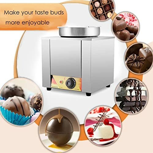 Chocolade-tempeermachine met chocoladetruffels en desserts