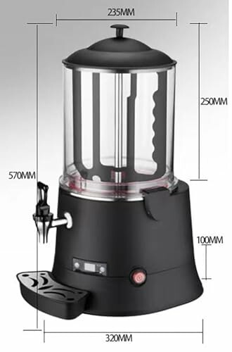 Zwarte commerciële drankdispenser met afmetingen