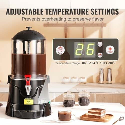 Chocolademelkdispenser met temperatuurinstellingen