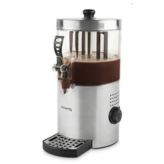 RVS chocolademelkdispenser met kraan en draaiknop