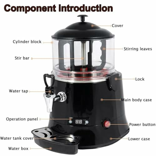 Diagram van een drankdispenser met onderdelen gelabeld.