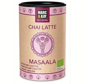 Verpakking van Marc & Kay Chai Latte Masaala met biologische ingrediënten