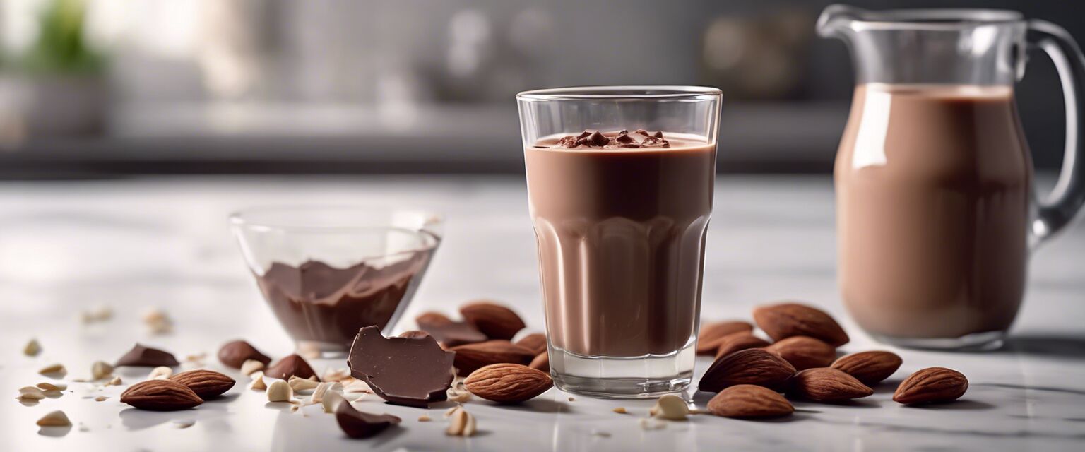 Vegan chocolademelk gemaakt van amandelmelk