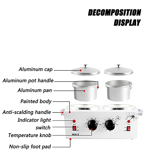 Diagram van een waxverwarmer met onderdelenlabels